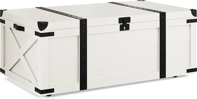 Rocky Creek White Storage Cocktail Table - Thumbnail - Image 1