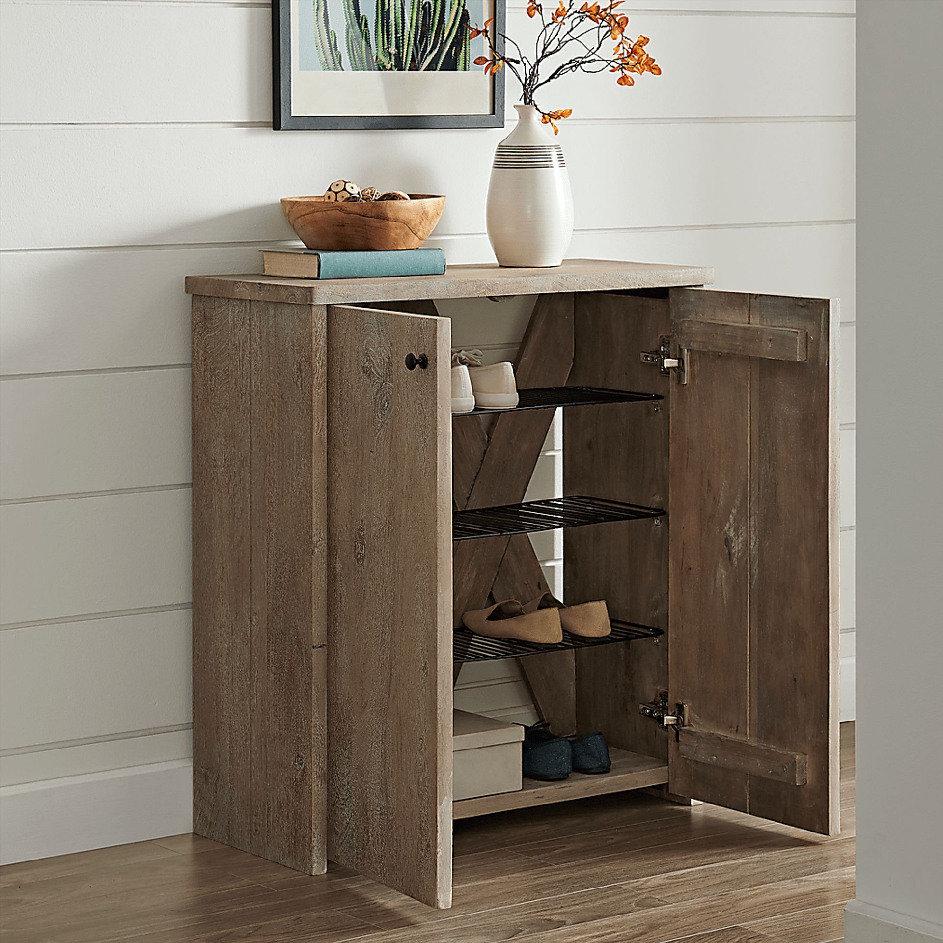 Roderock Brown Accent Shoe Storage Cabinet - Image 3