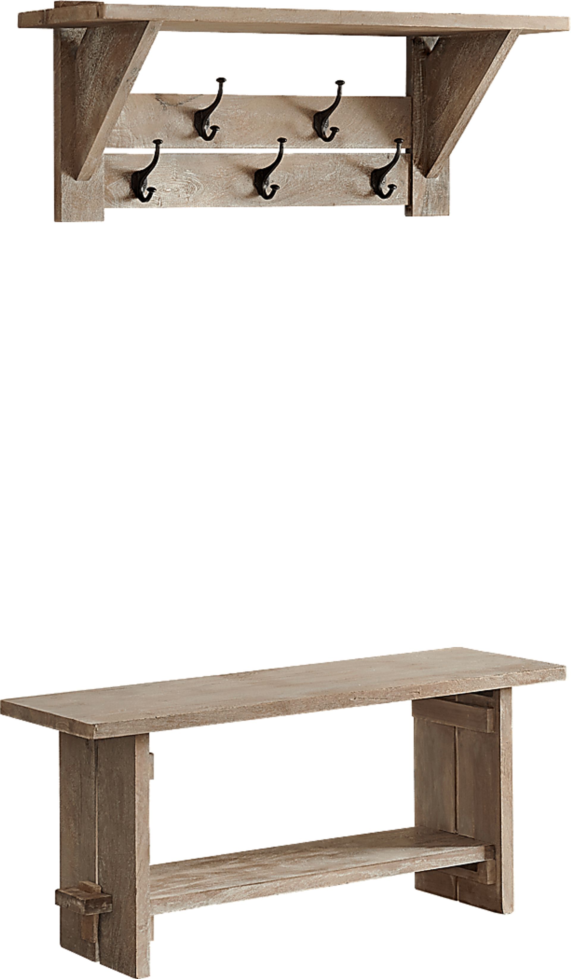 Roderock Brown Bench and Coat Hook, Set of 2 - Image 1