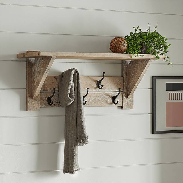 Roderock Brown Coat Hook with Shelf - Thumbnail - Image 2