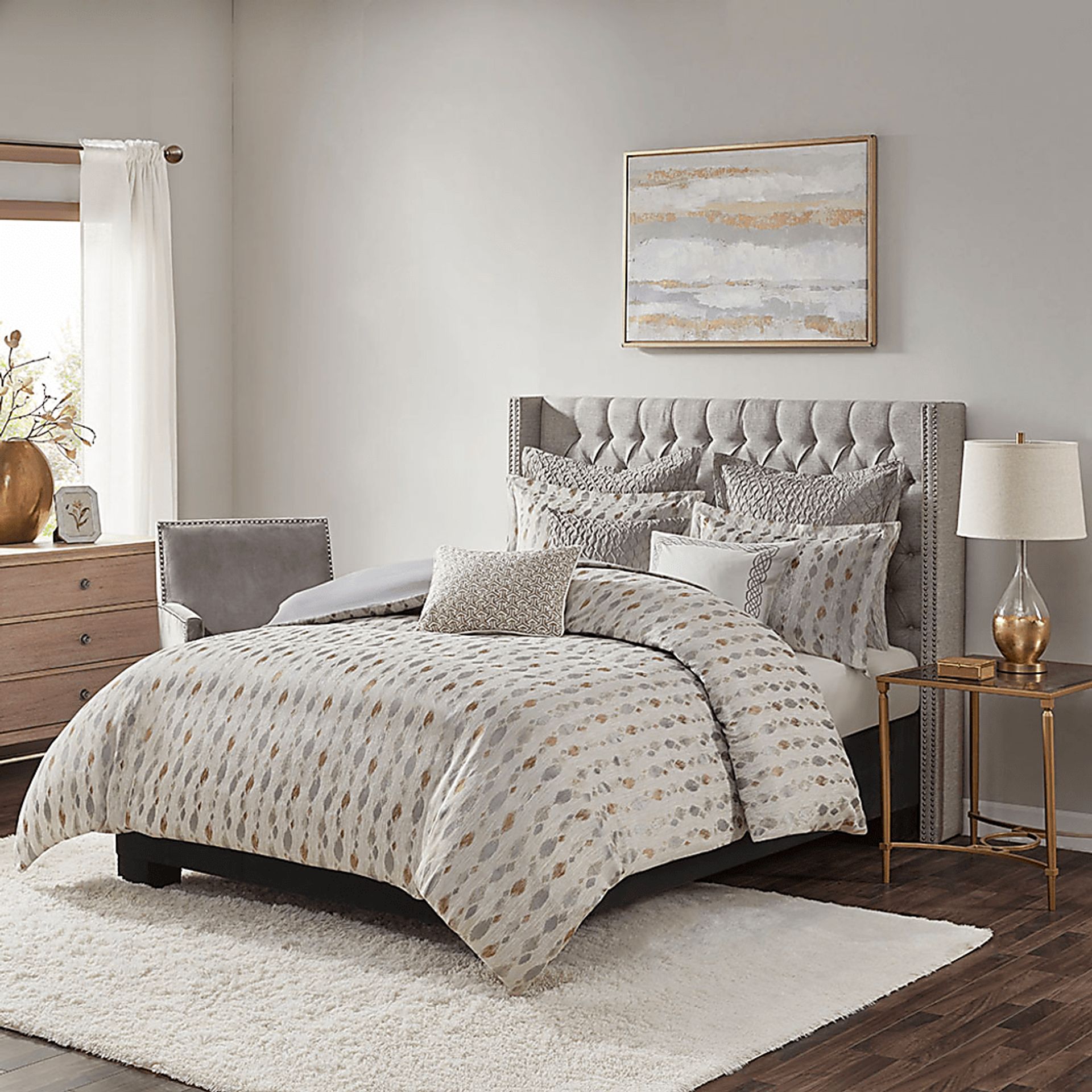 Roffignae Taupe 8 Pc Queen Comforter Set - Image 1