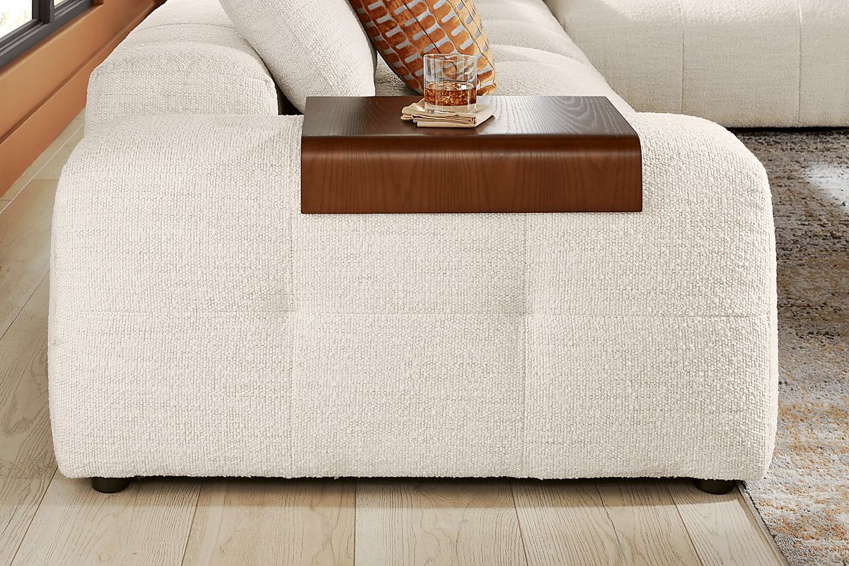 Rogan Place 6 Pc Off-White Beige,White Chenille Fabric Sectional