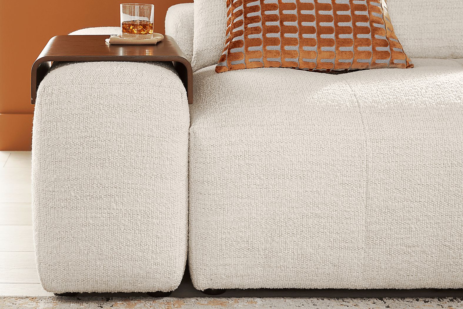 Rogan Place 6 Pc Off-White Beige,White Chenille Fabric Sectional