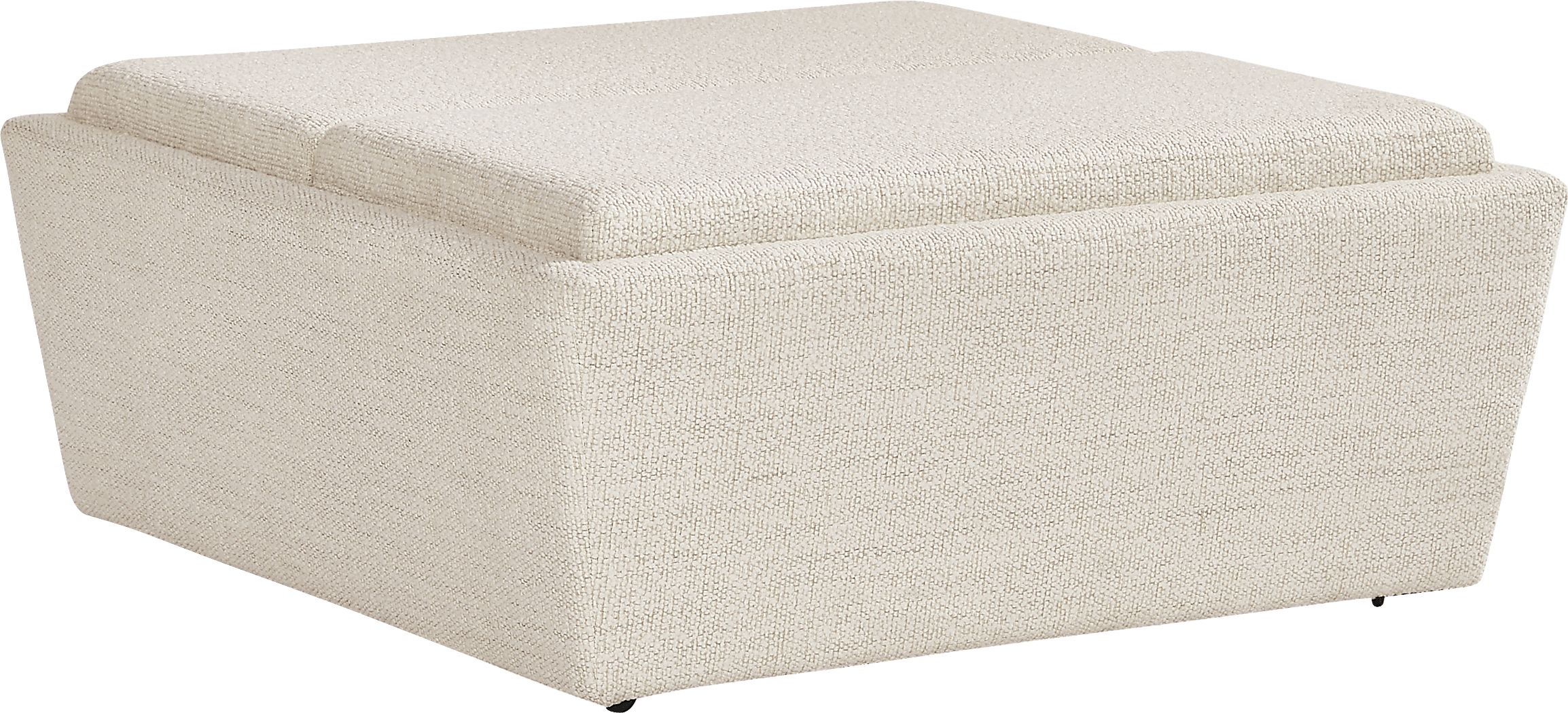 Rogan Place Off-White Beige,White Chenille Fabric Storage Ottoman