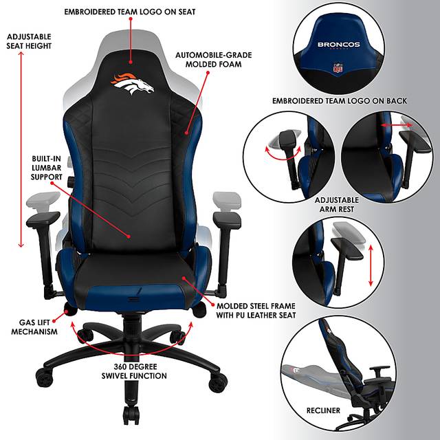 Roguelike NFL Denver Broncos Blue Gaming Chair - Thumbnail - Image 5