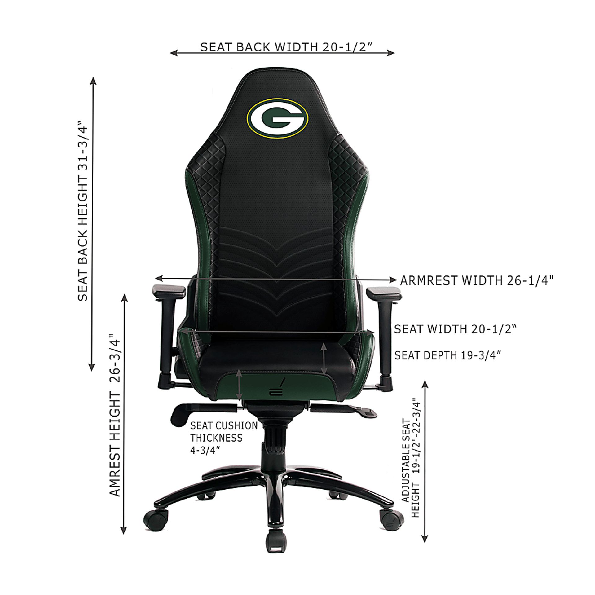 Roguelike NFL Green Bay Packers Green Gaming Chair - Image 4