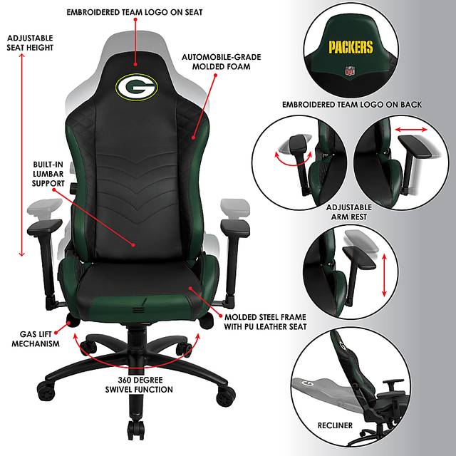 Roguelike NFL Green Bay Packers Green Gaming Chair - Thumbnail - Image 5