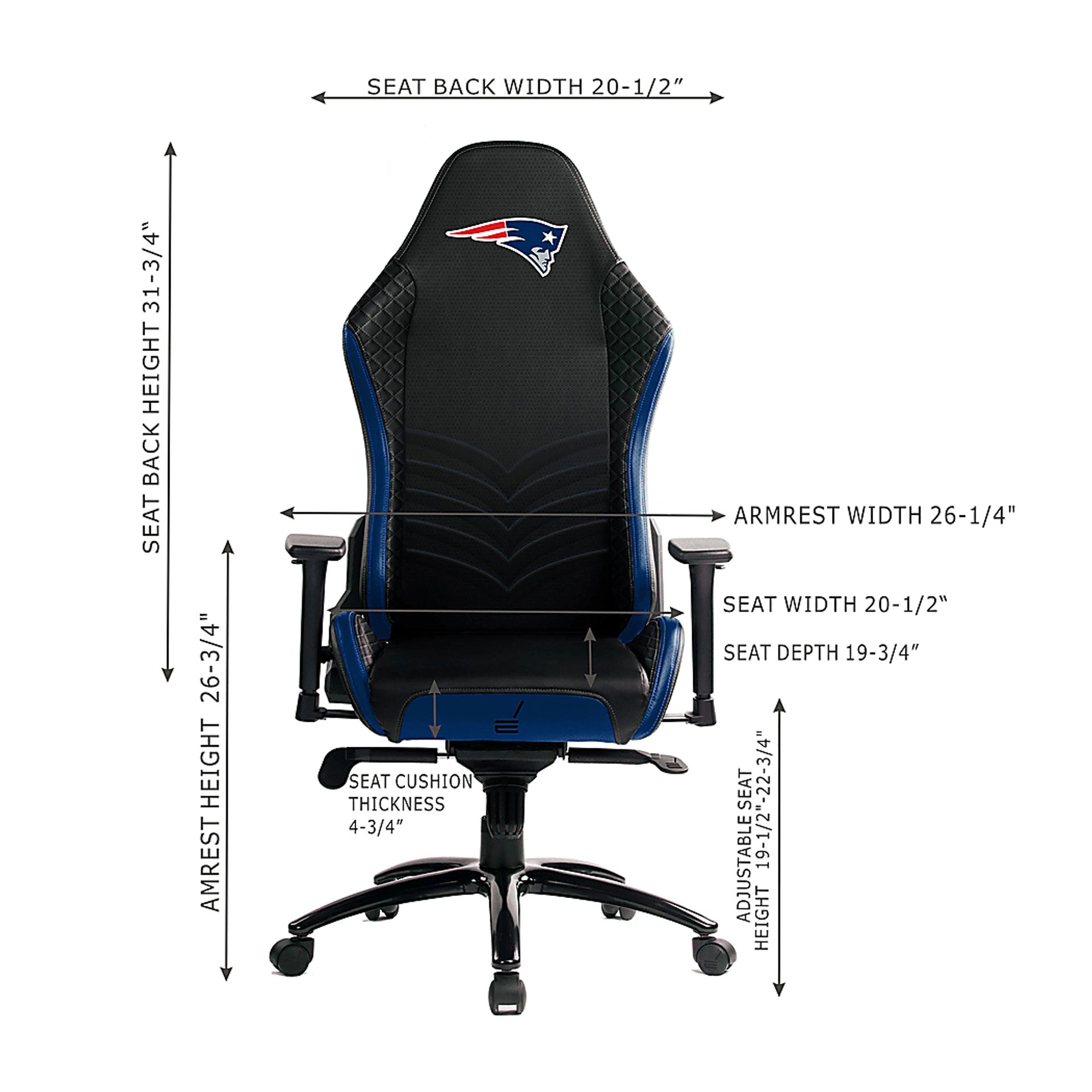 Roguelike NFL New England Patriots Blue Gaming Chair - Image 4