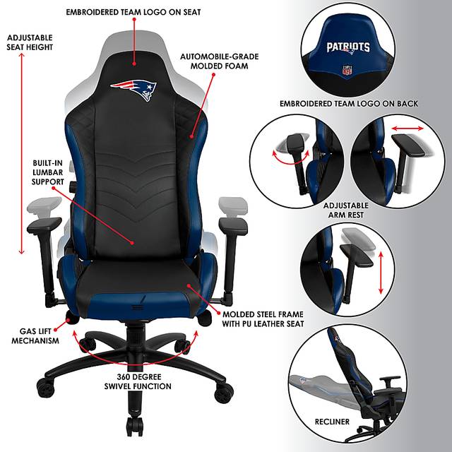 Roguelike NFL New England Patriots Blue Gaming Chair - Thumbnail - Image 5