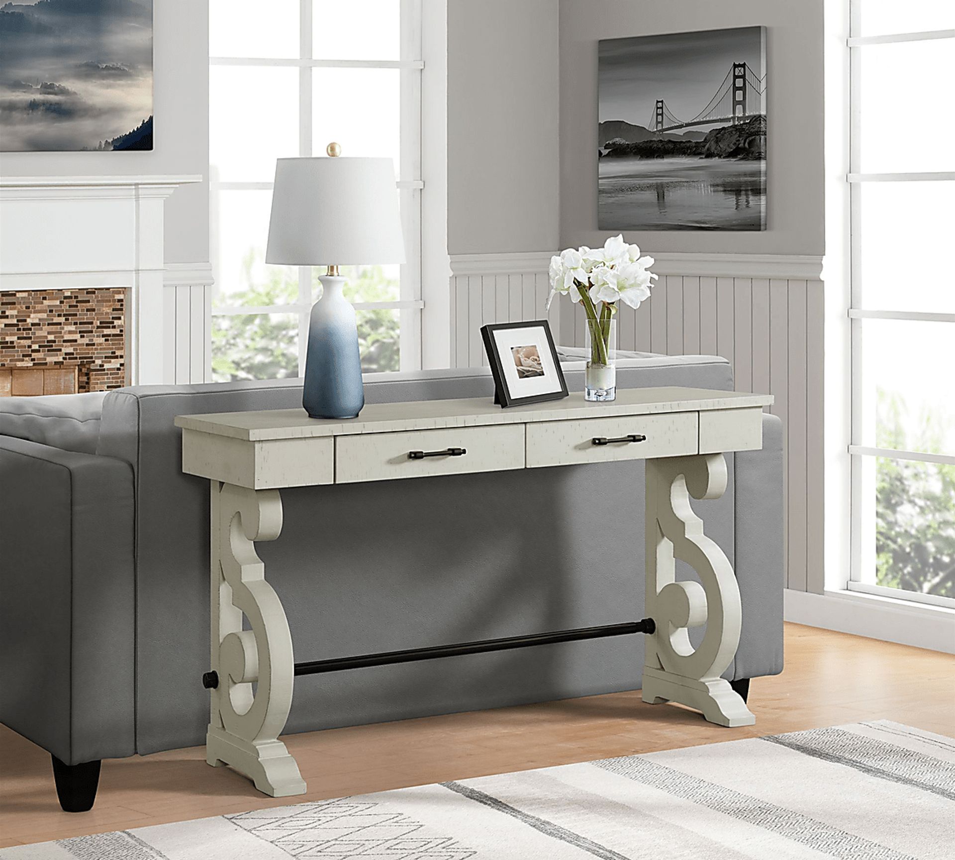 Roleeson White Sofa Table - Image 2