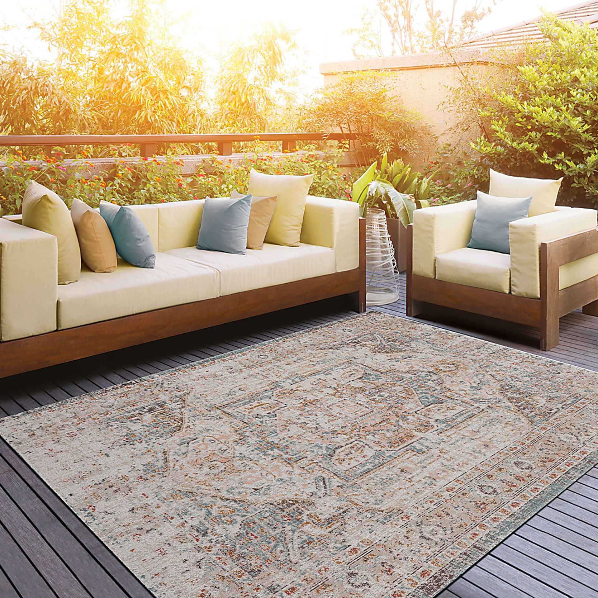 Rolinet Beige/Cream 5'3 x 7'10 Indoor/Outdoor Rug - Image 3