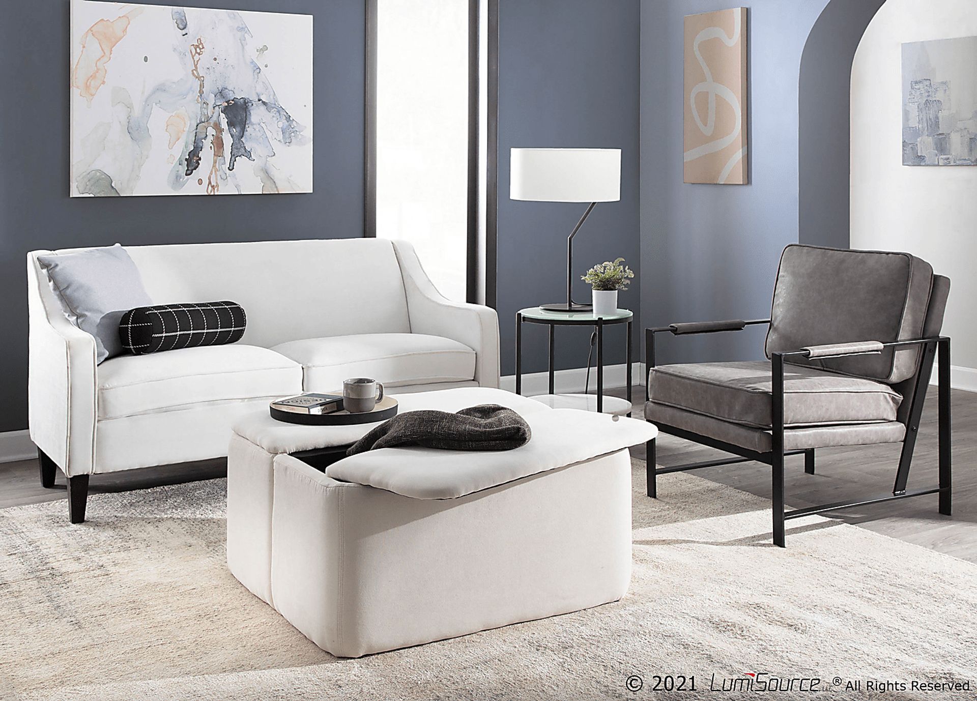 Rollingbrook Cream Ottoman - Image 12