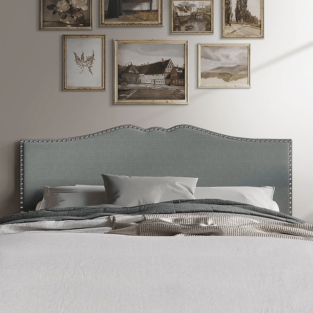 Romtara Gray Polyester Fabric Full Headboard | Rooms to Go