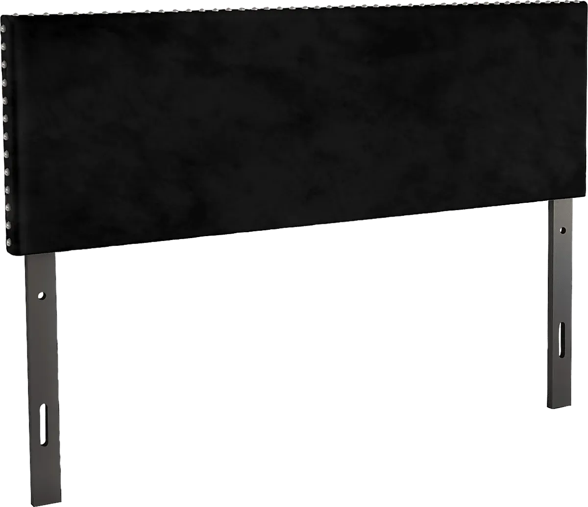 Romtaraes Black Polyester Fabric Full Headboard Rooms to Go