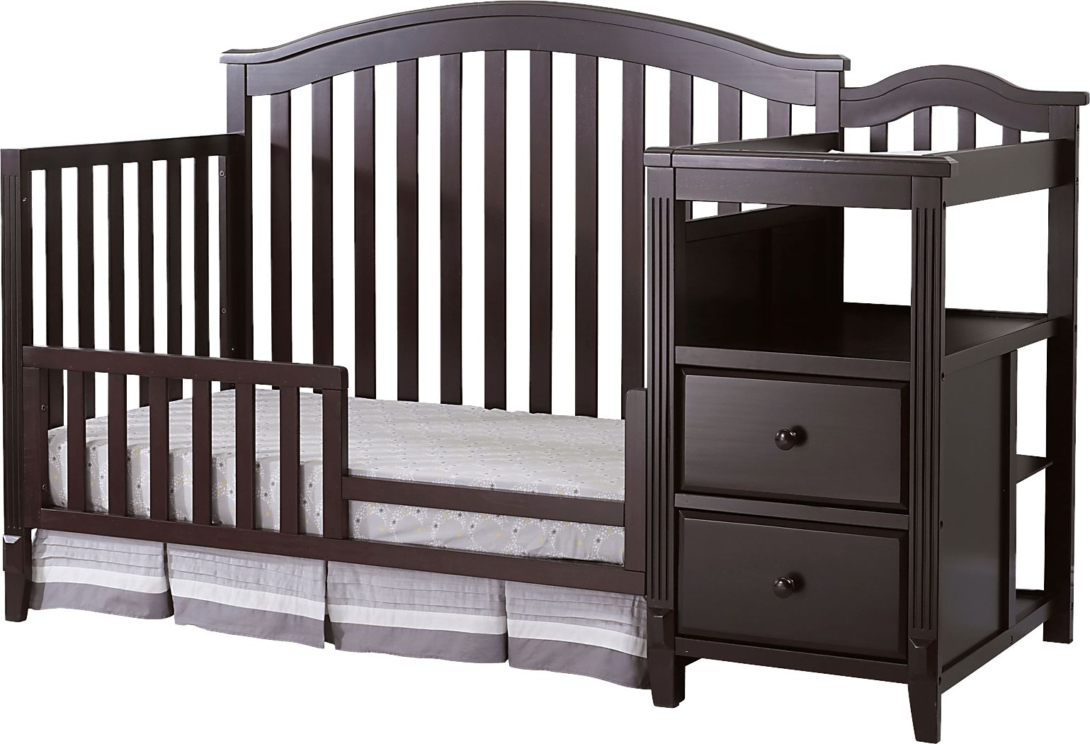 dark brown crib and dresser set Pali Napoli Curved Top Convertible Crib and Dresser Set