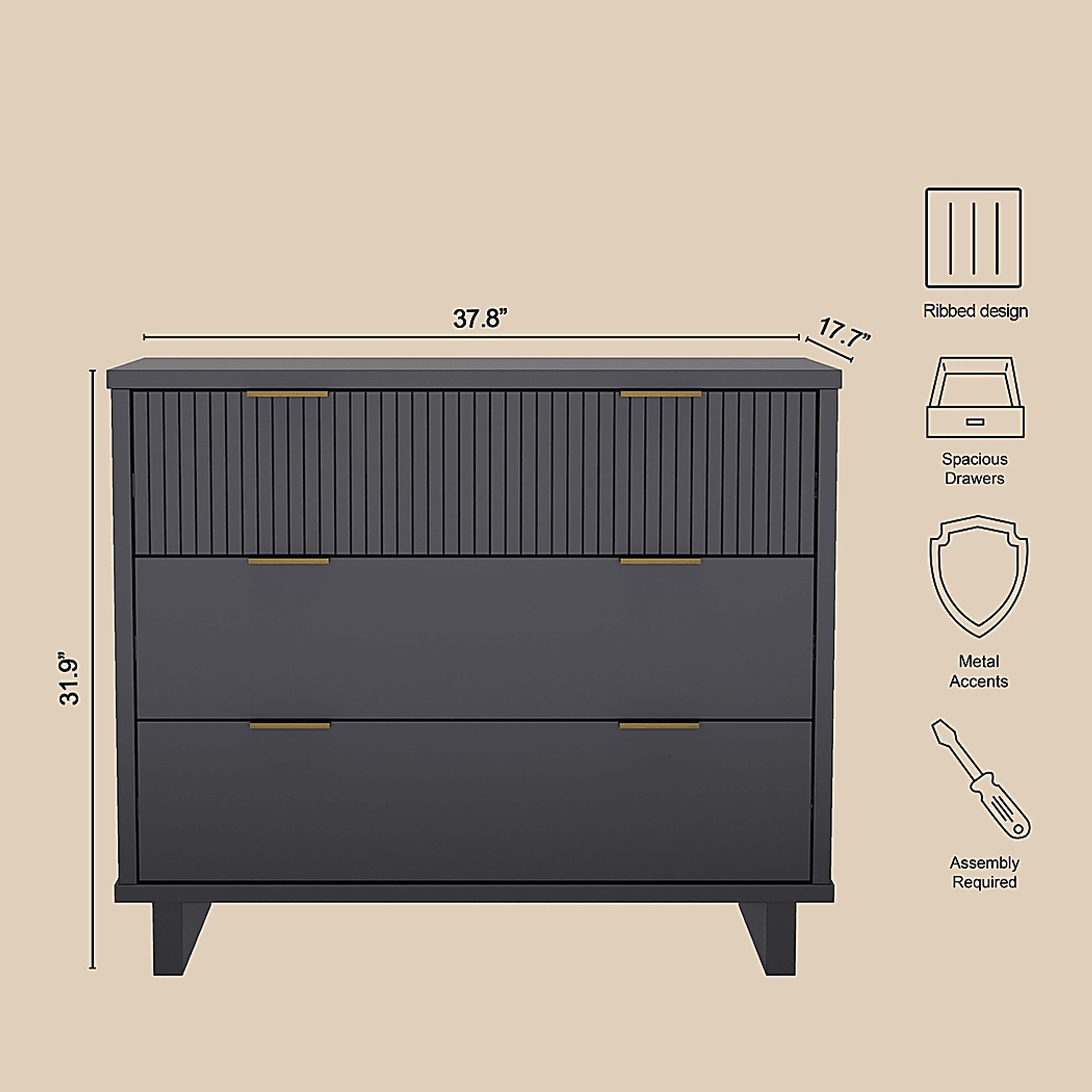 Rorda Charcoal Dresser - Image 5