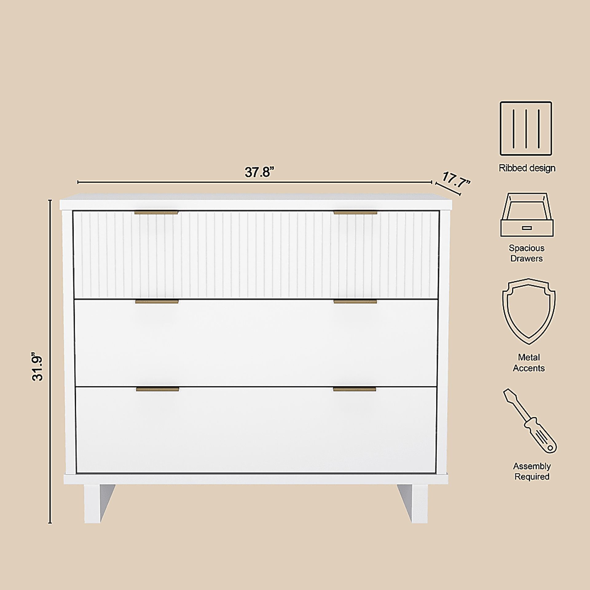 Rorda White Dresser - Image 6