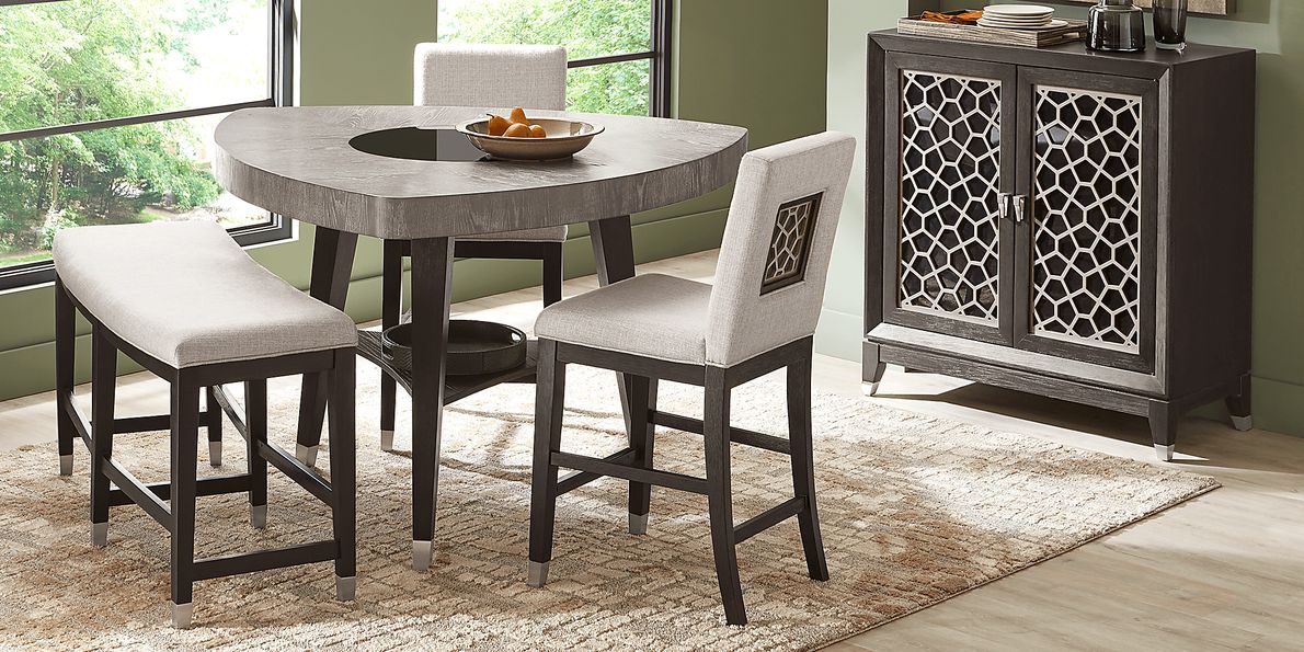 Grey counter height discount dining set with bench