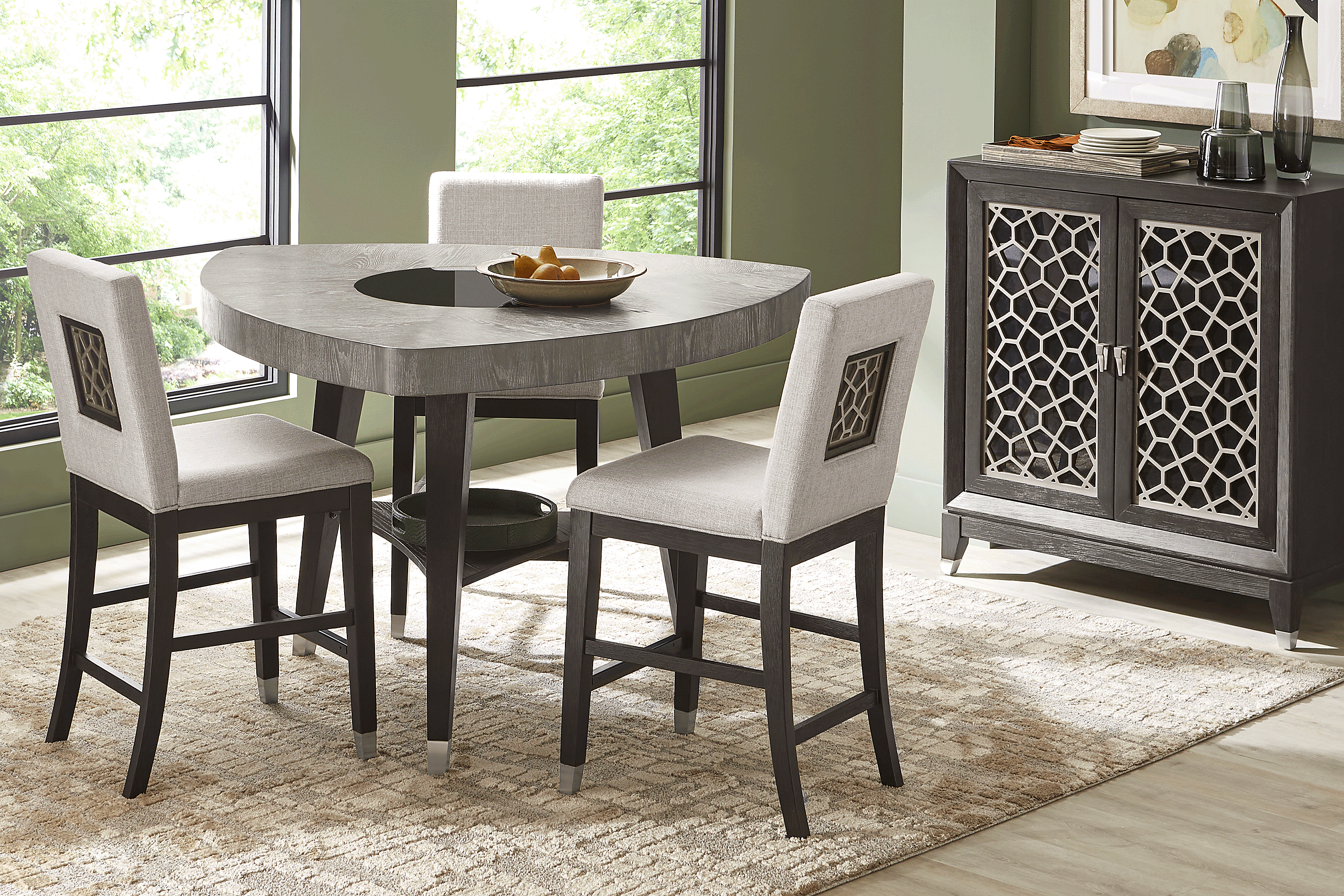 Rosalie 5 Pc Gray Dining Room Set With Counter Height Dining Table   Rosalie Espresso 5 Pc Counter Height Dining Room With Gray Stools 4347769P Image 3 2