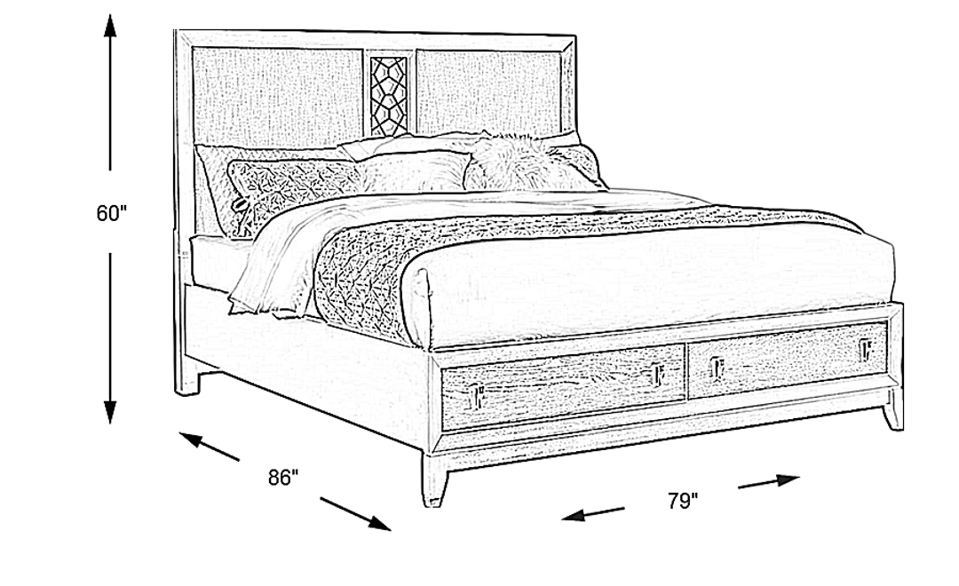 Rosalie Gray and Black 3 Pc King Storage Bed