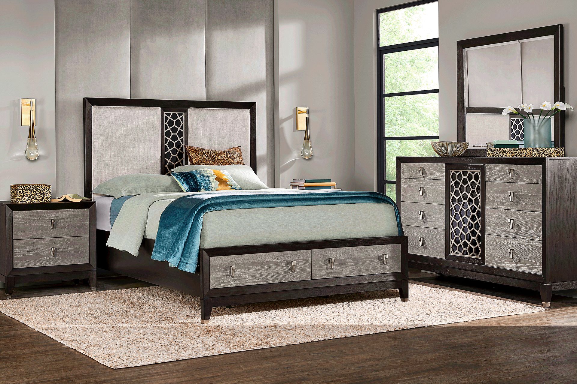 Rosalie Gray and Black 3 Pc King Storage Bed - Image 2