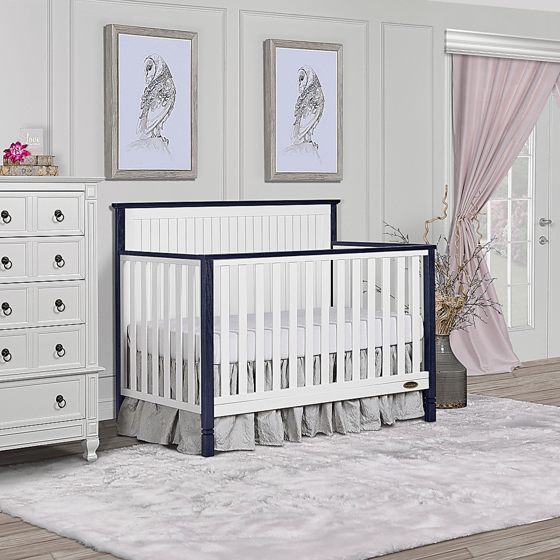 Rosamund White-Navy Convertible Crib - Image 8