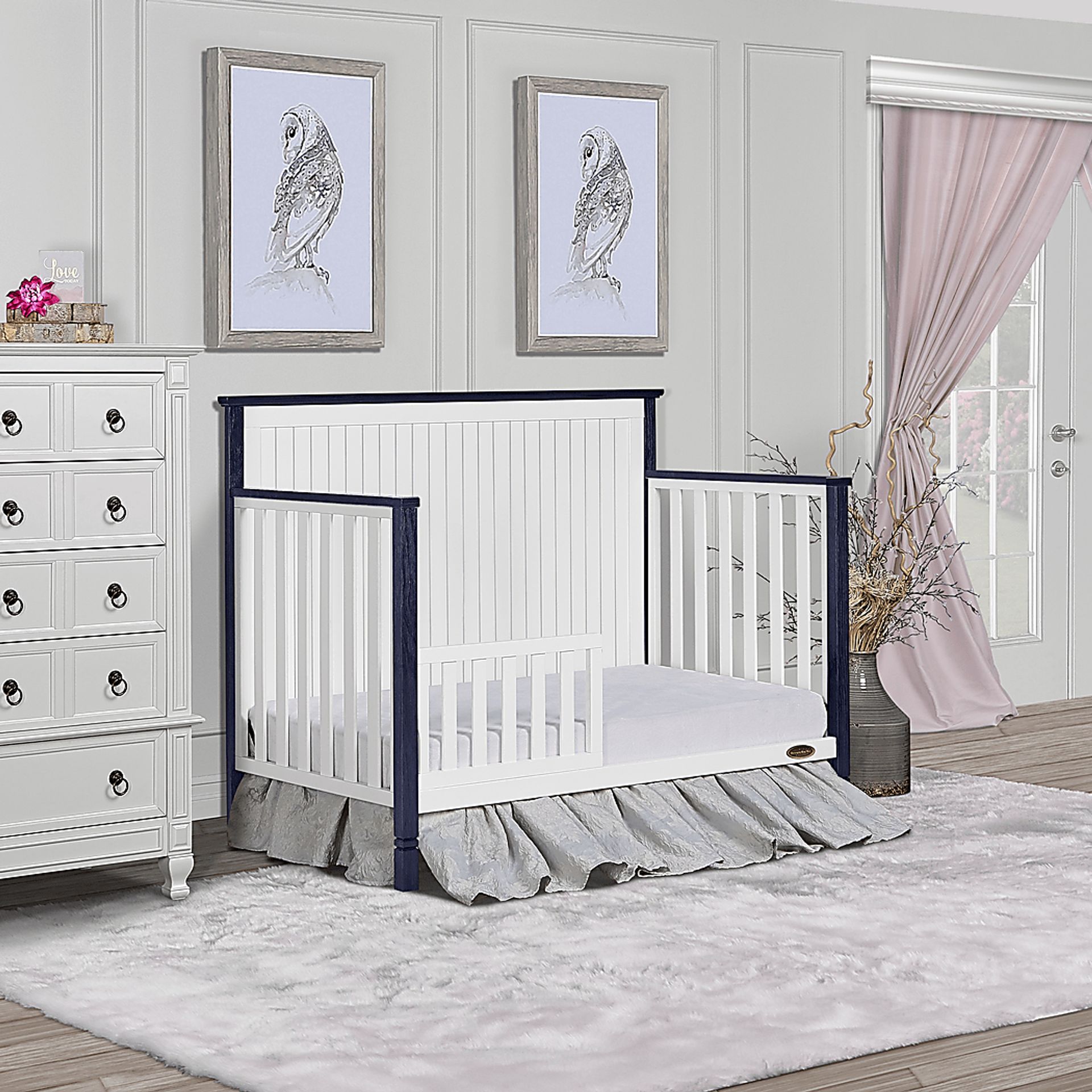 Rosamund White-Navy Convertible Crib - Image 9