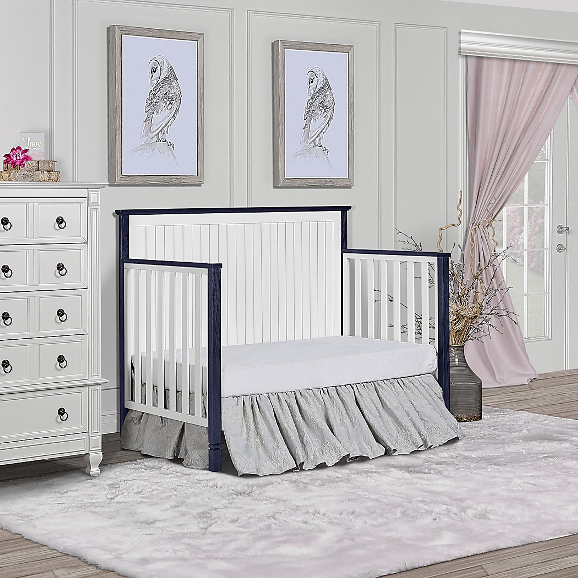 Rosamund White-Navy Convertible Crib - Image 10