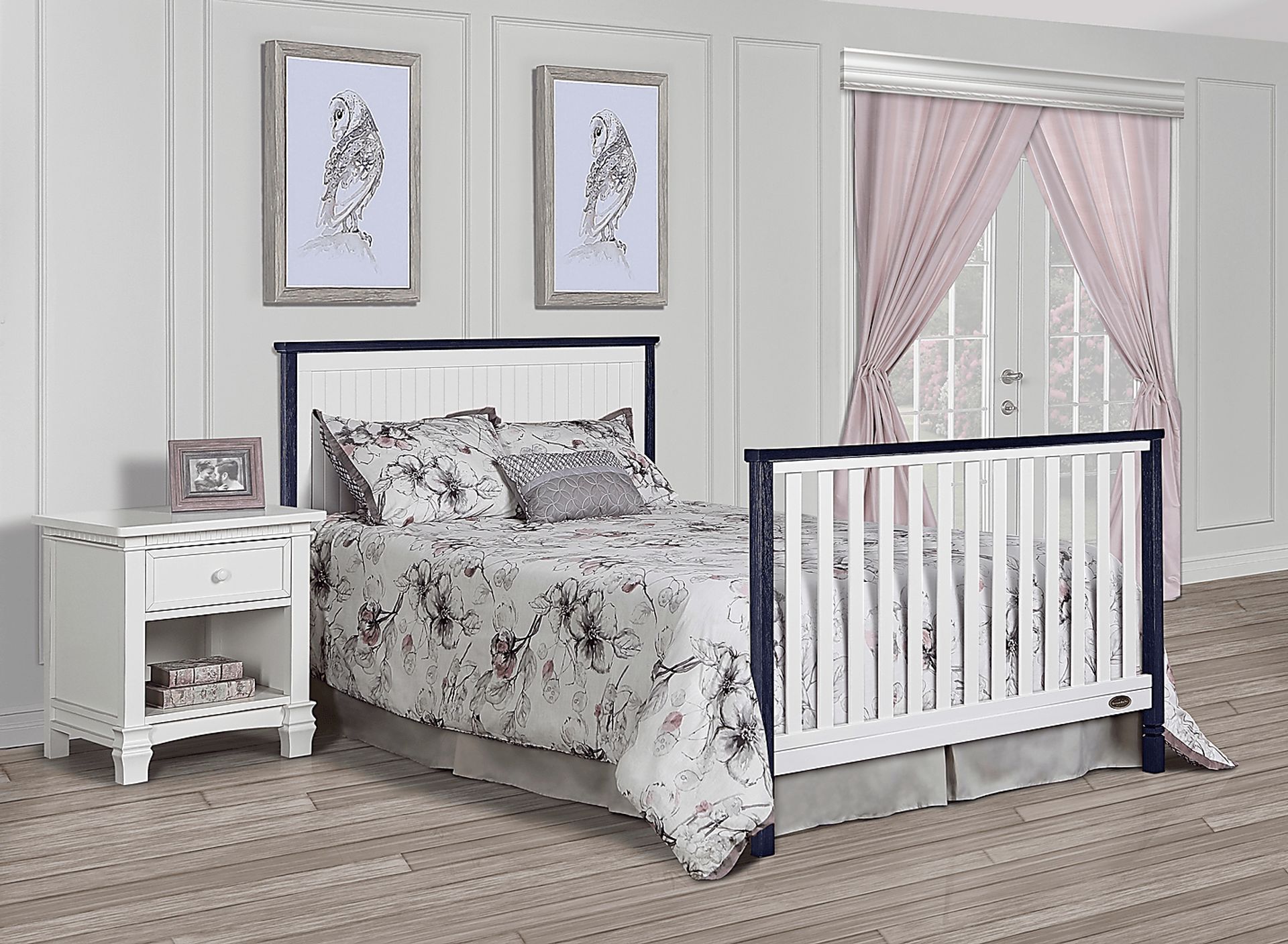 Rosamund White-Navy Convertible Crib - Image 11