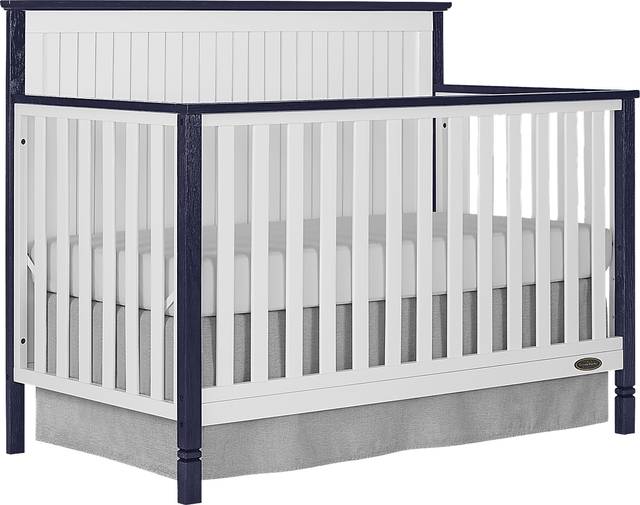 Rosamund White-Navy Convertible Crib - Thumbnail - Image 1