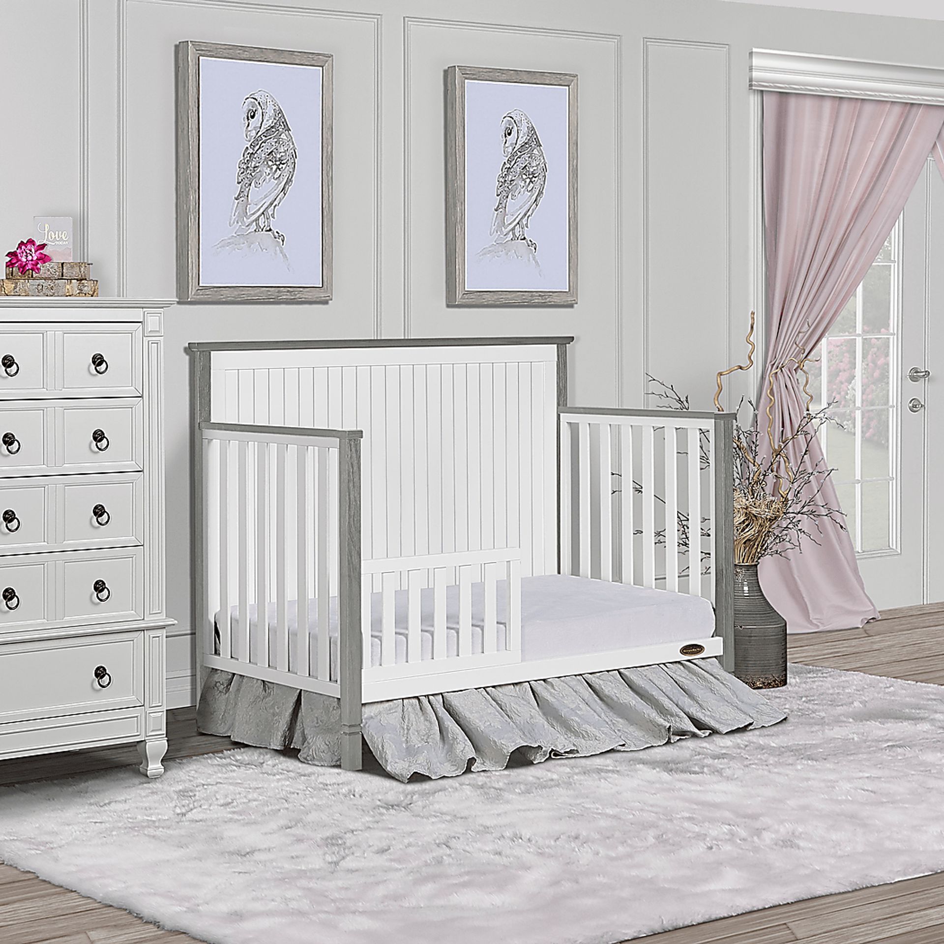 Rosamund White-Silver Convertible Crib - Image 9