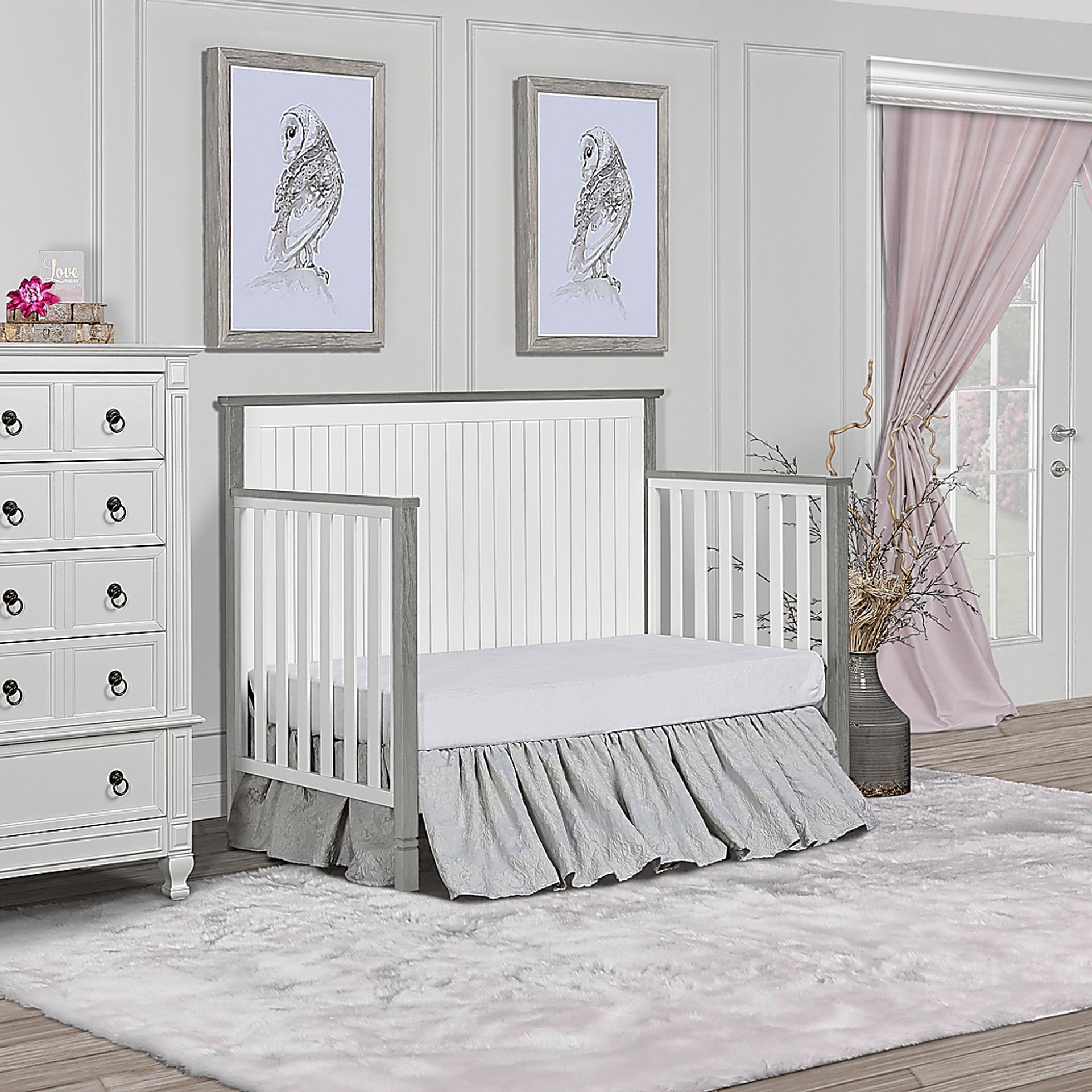 Rosamund White-Silver Convertible Crib - Image 10