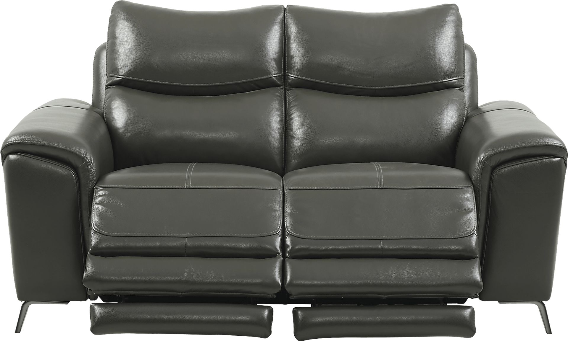 Rosato Gray Leather Power Reclining Loveseat - Image 2