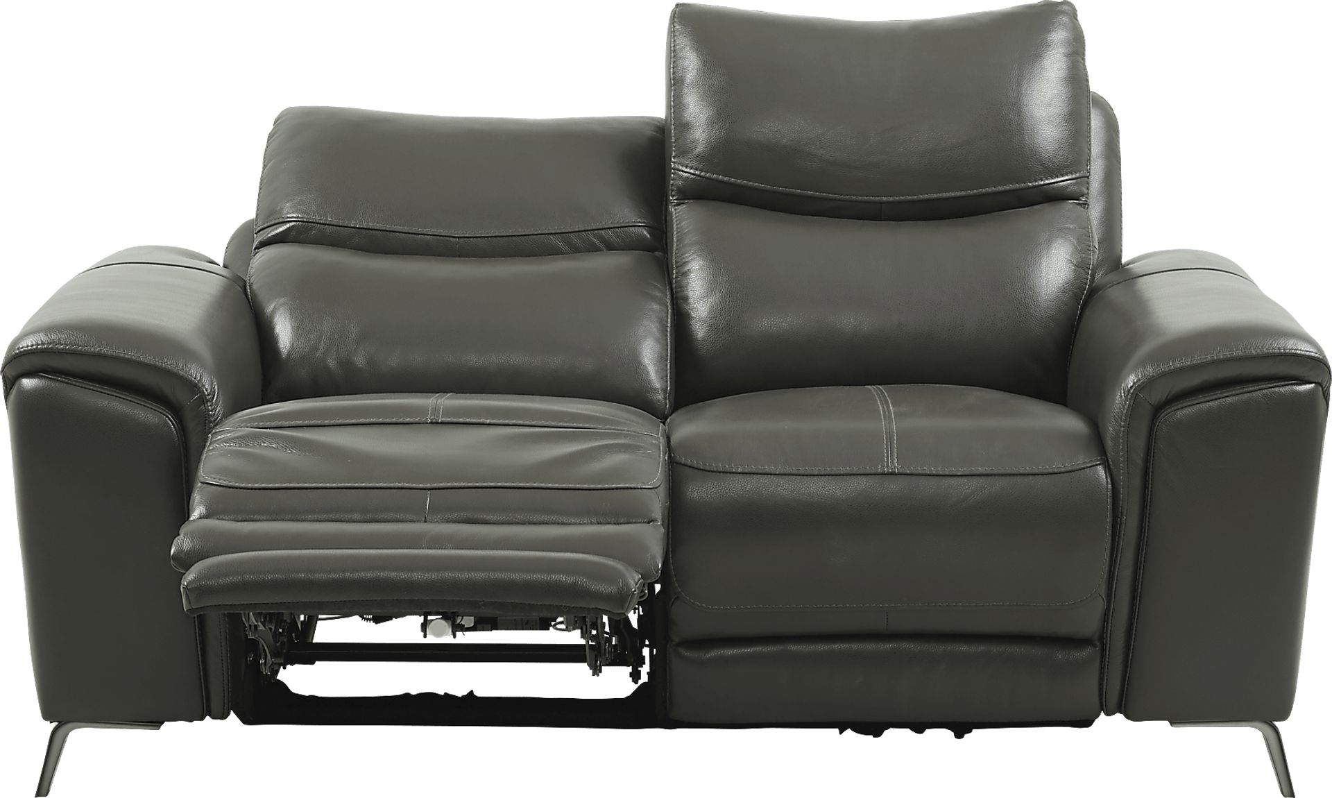Rosato Gray Leather Power Reclining Loveseat - Image 3