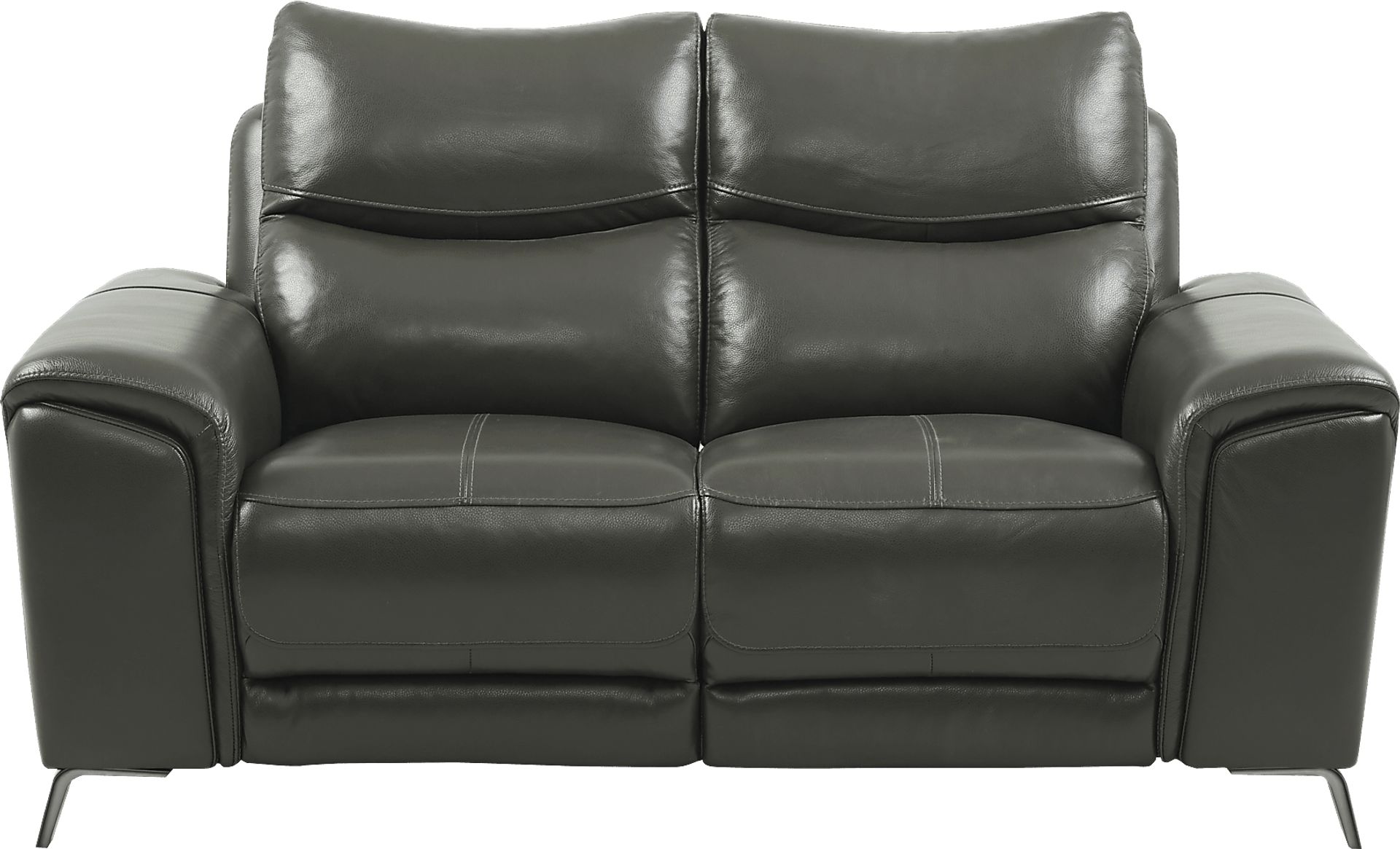 Rosato Gray Leather Power Reclining Loveseat - Image 1