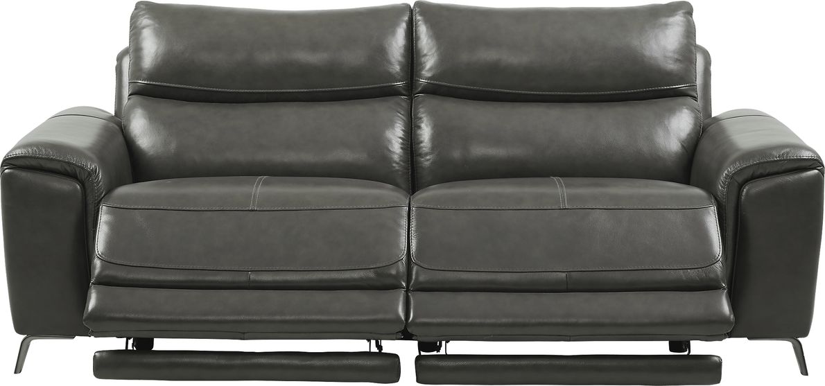 Gray Leather Power Reclining Sofa And Loveseat