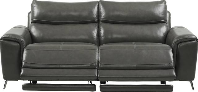 Rosato Gray Leather Power Reclining Sofa - Thumbnail - Image 3