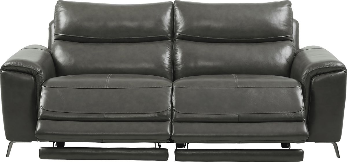 Rosato Gray Leather Power Reclining Sofa | Rooms to Go