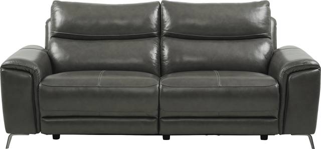 Rosato Gray Leather Power Reclining Sofa - Thumbnail - Image 1