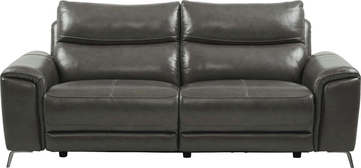 Rosato Gray Leather Power Reclining Sofa | Rooms to Go