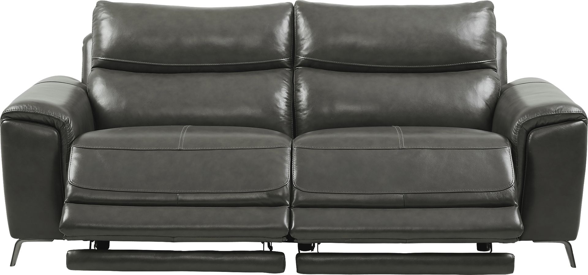 Rosato Gray Leather Power Reclining Sofa - Image 2