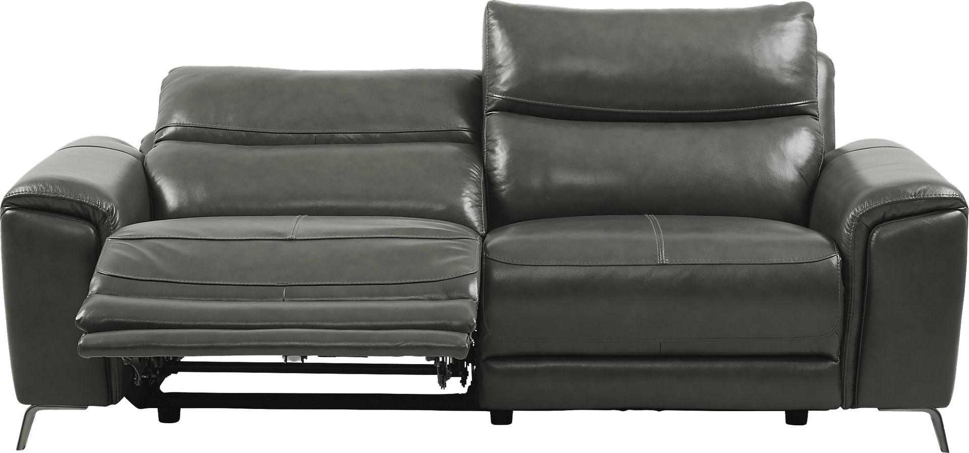Rosato Gray Leather Power Reclining Sofa - Image 3