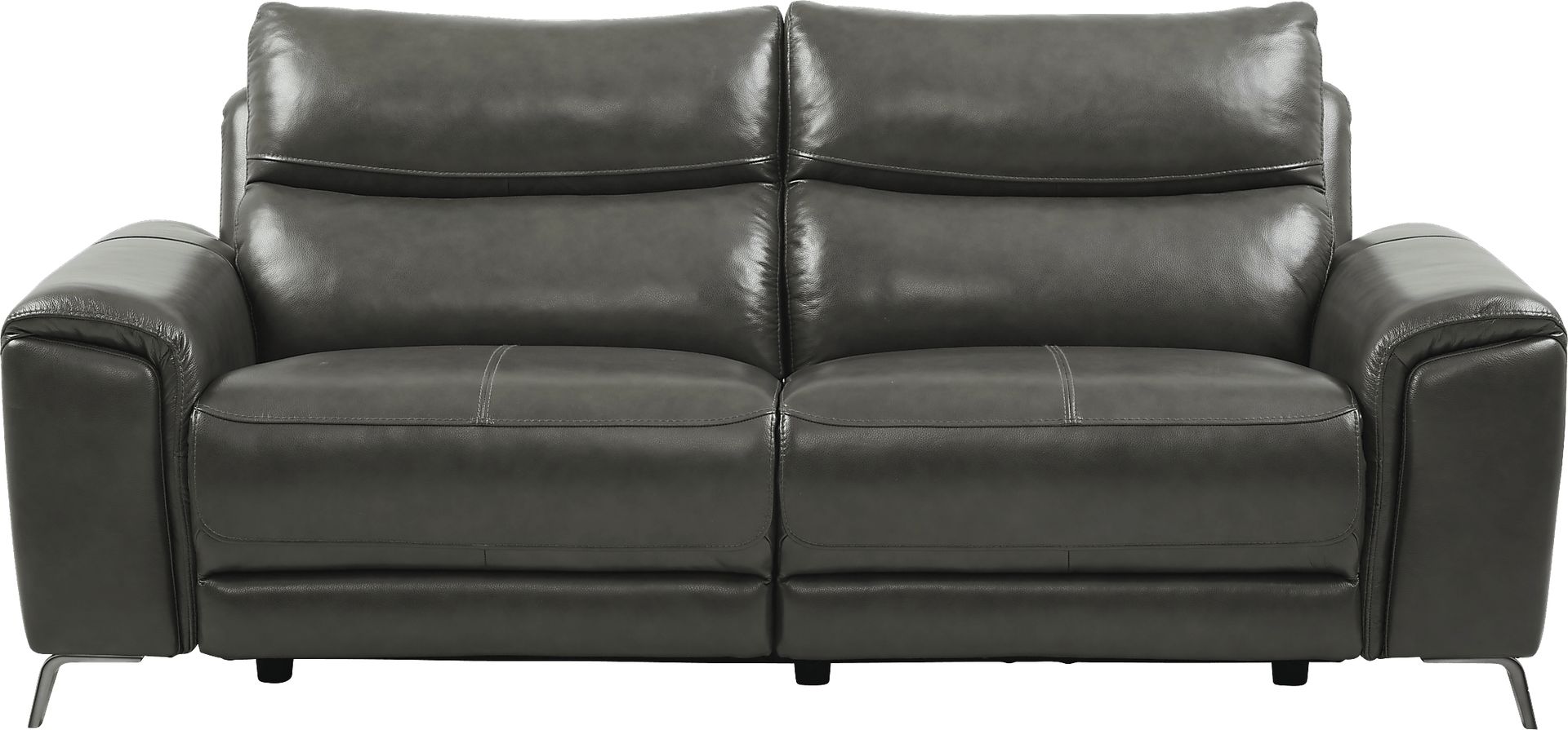 Rosato Gray Leather Power Reclining Sofa - Image 1