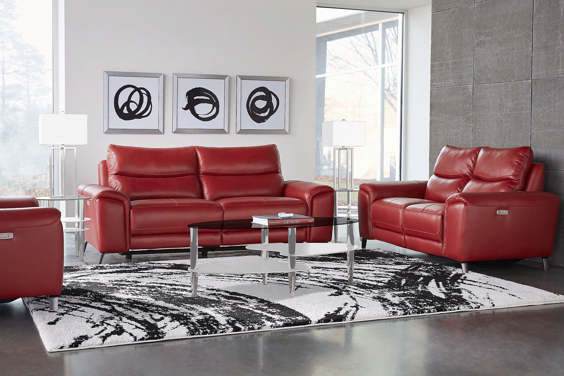 Rosato Red Leather Power Reclining Sofa - Image 2