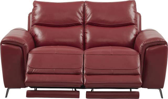 Rosato Red Leather Power Reclining Loveseat - Thumbnail - Image 2
