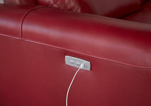 Rosato Red Leather Power Reclining Loveseat - Thumbnail - Image 4
