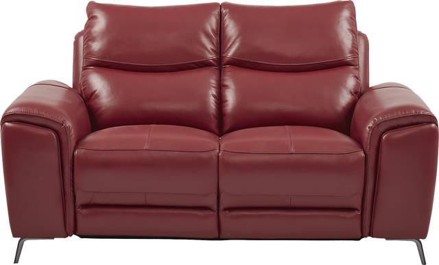 Rosato Red Leather Power Reclining Loveseat - Thumbnail - Image 1