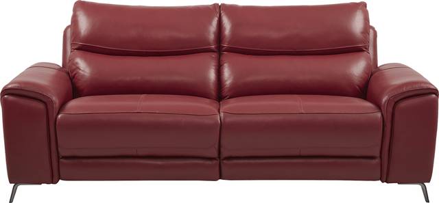 Rosato Red Leather Power Reclining Sofa - Thumbnail - Image 1