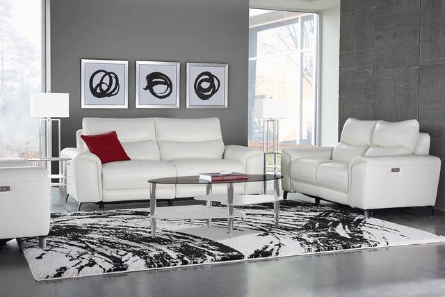 Rosato White Leather Power Reclining Sofa - Thumbnail - Image 2
