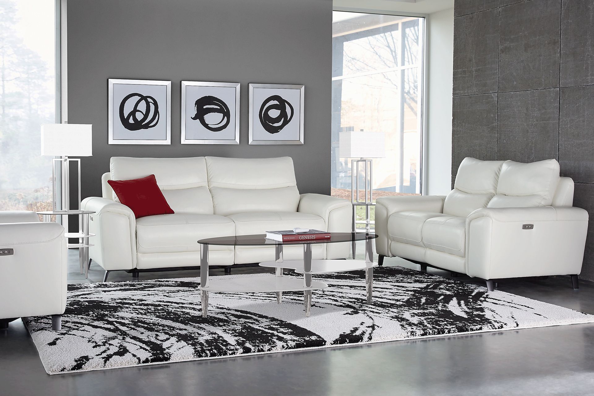 Rosato White Leather Power Reclining Sofa - Image 2
